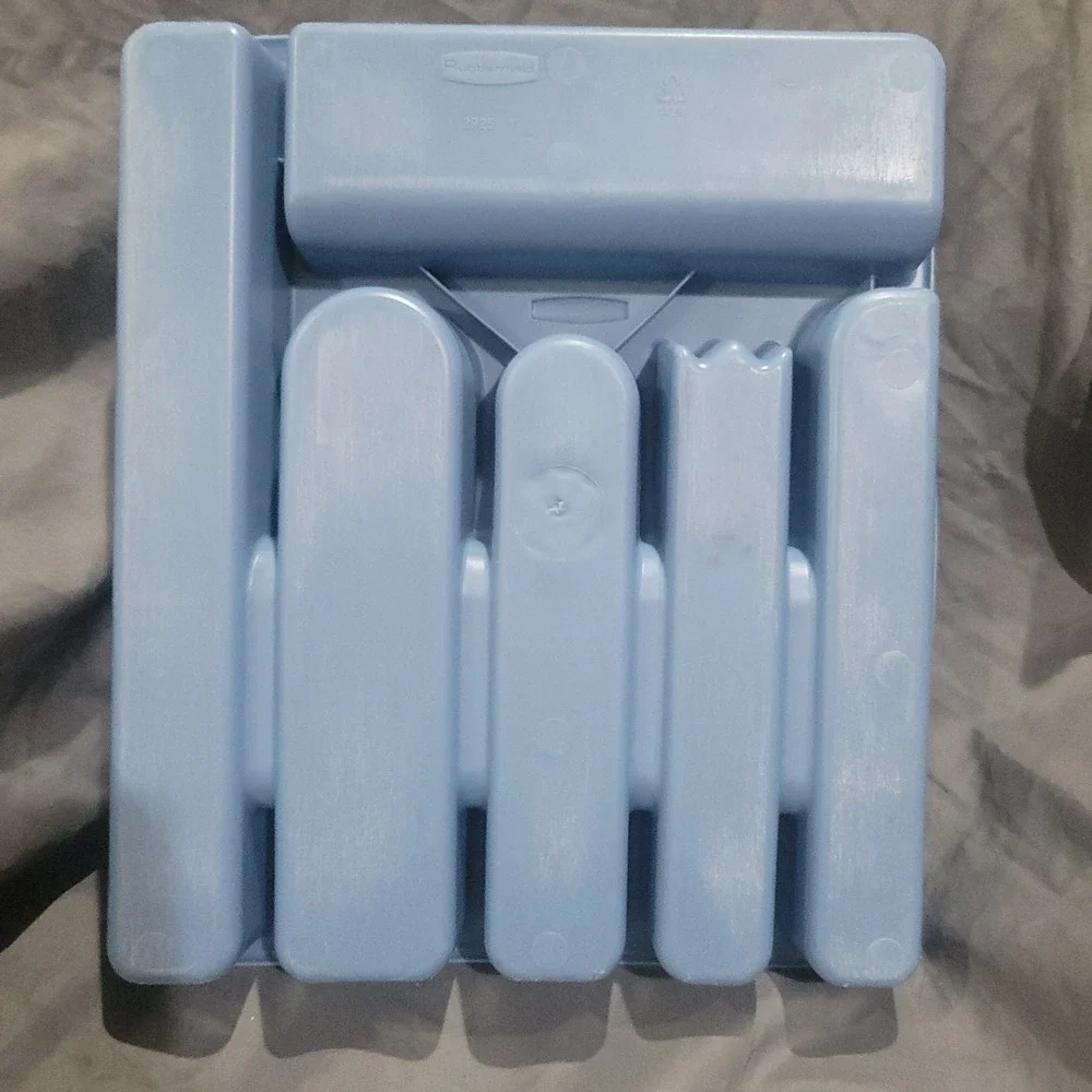 Vintage Rubbermaid Light Blue Cutlery Flatware Utensil Holder Tray Home 2925